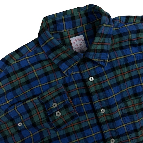 Brooks Brothers Other - Brooks Brothers Madison Fit Plaid Button Down Shirt Mens Large Blue Green Cotton